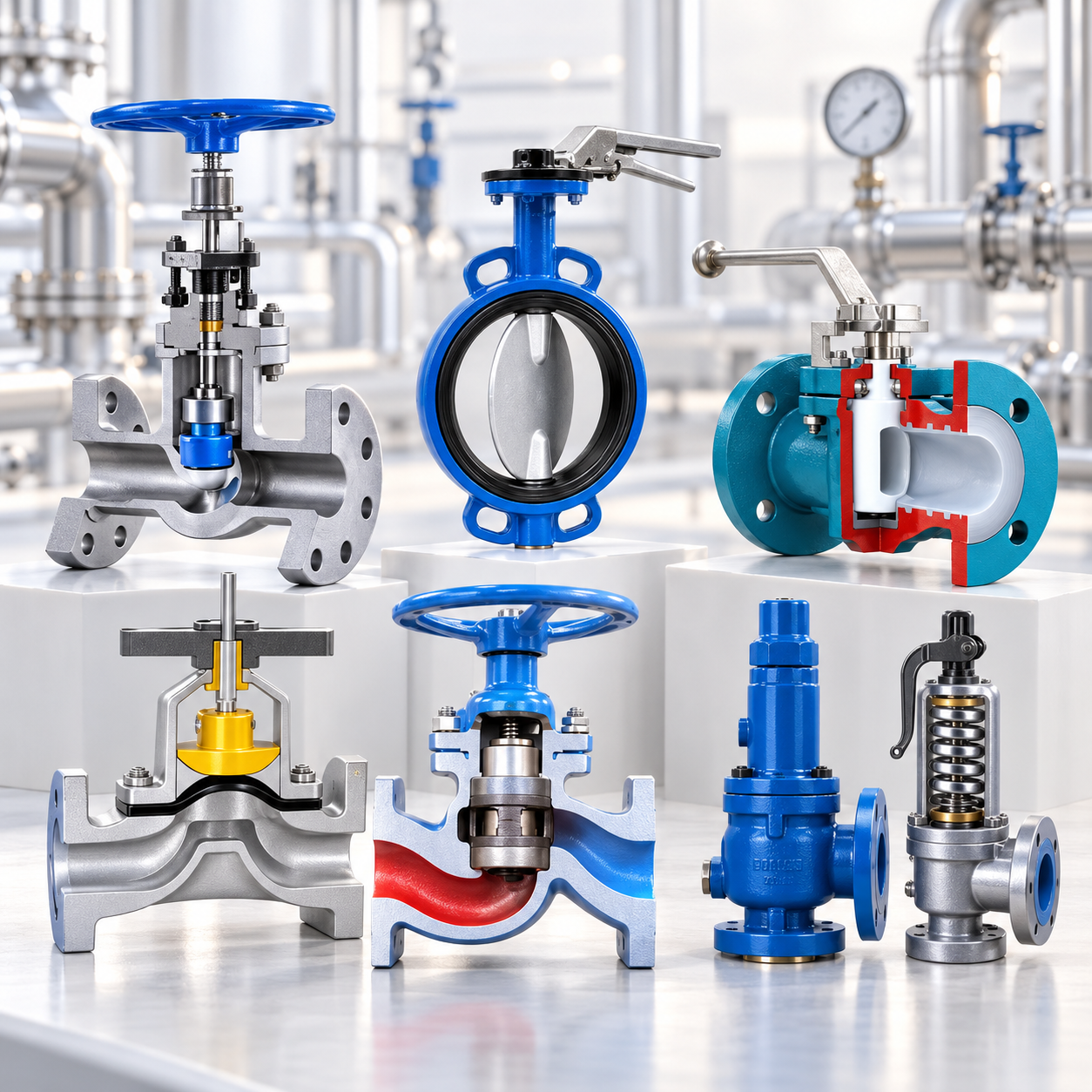 Industrial valves and internal mechanical components