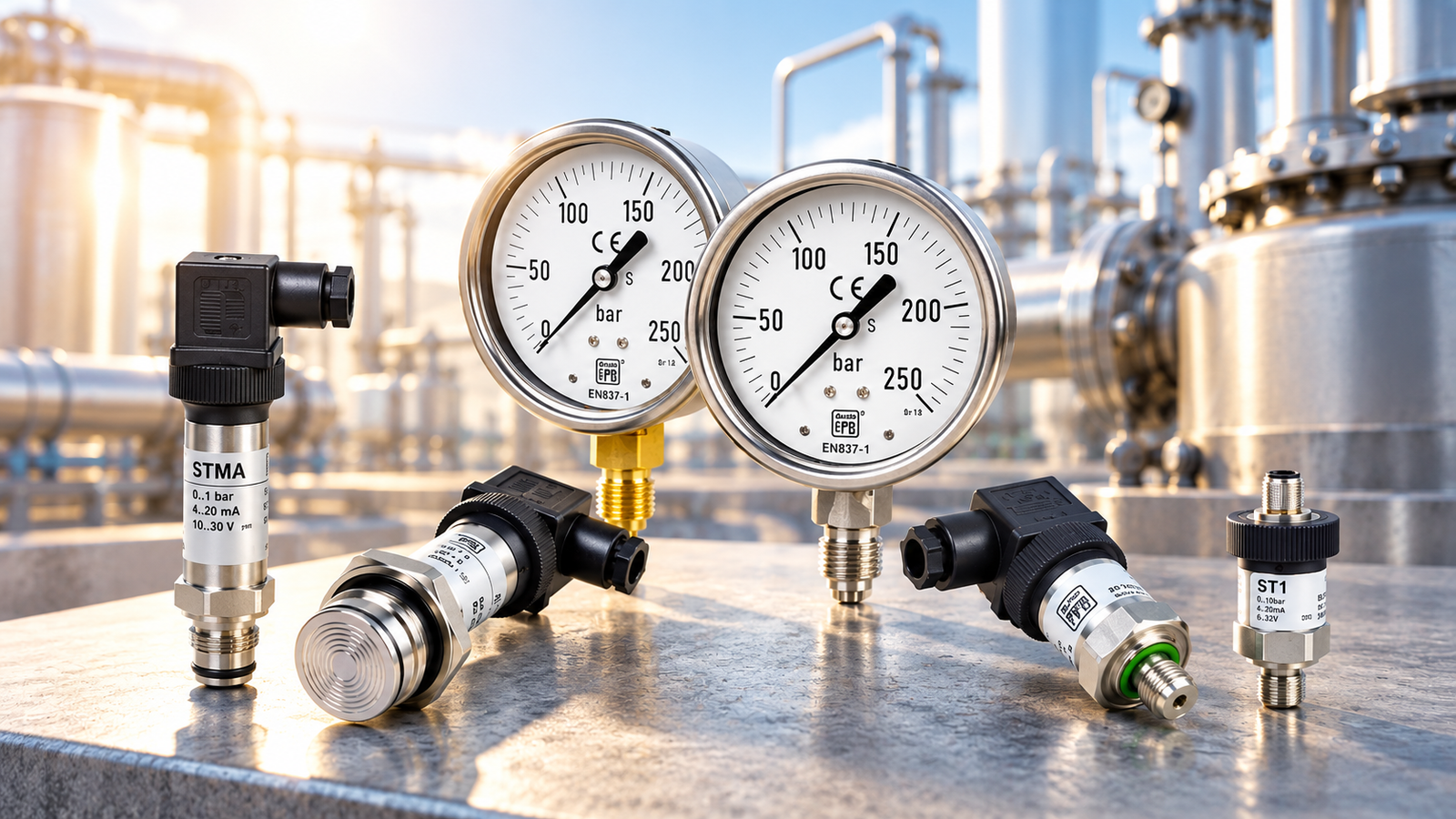 Pressure gauges and sensors for technical supply requirements